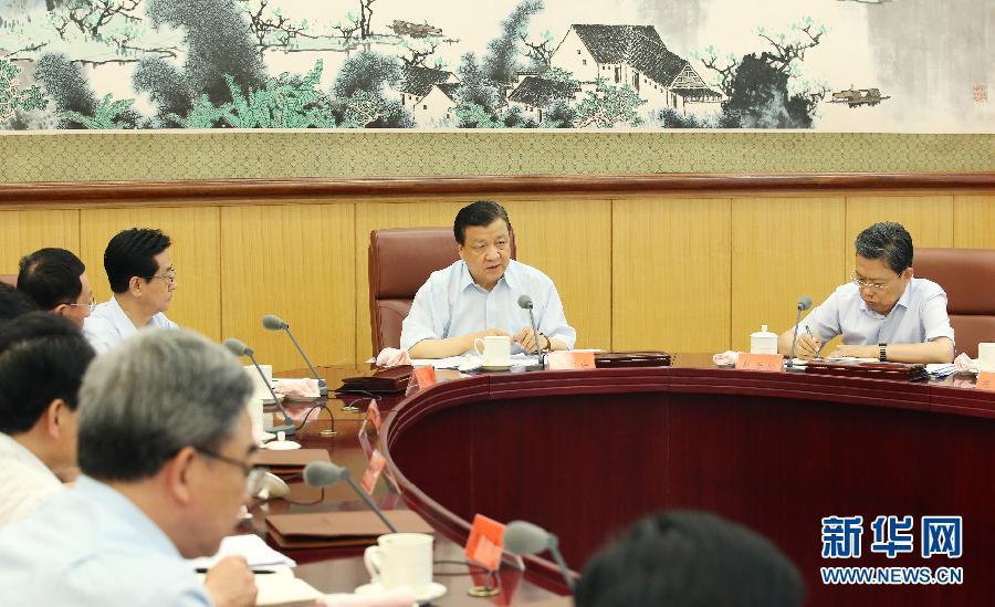 6月24日，中共中央政治局常委、中央黨的群眾路線教育實踐活動領(lǐng)導小組組長劉云山在北京主持召開中央黨的群眾路線教育實踐活動領(lǐng)導小組會議。新華社記者 姚大偉 攝 