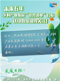 未來五年鄉(xiāng)村產(chǎn)業(yè)發(fā)展“任務(wù)清單”公布 這組數(shù)據(jù)值得關(guān)注！